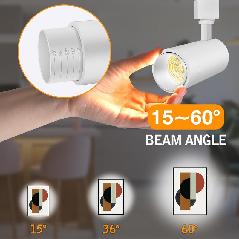 CoziTech 【2025 Upgraded】Zoomable 12W LED Track Light Head Dimmable H Track Lighting Remote Control Bright Ceiling Spotlight Fixtures for Kitchen Dining Room 2700K-6500K 15°~60° CRI90 1200lm White 6 Pack - Image 2